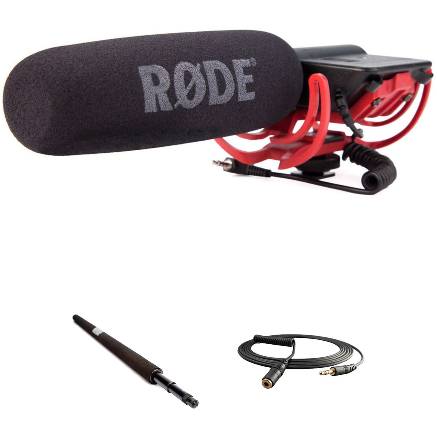 Kit de Micrófono de Cañón Rode Videomic para Montar en Cámara con Micro Boompole y Cable de Extensió