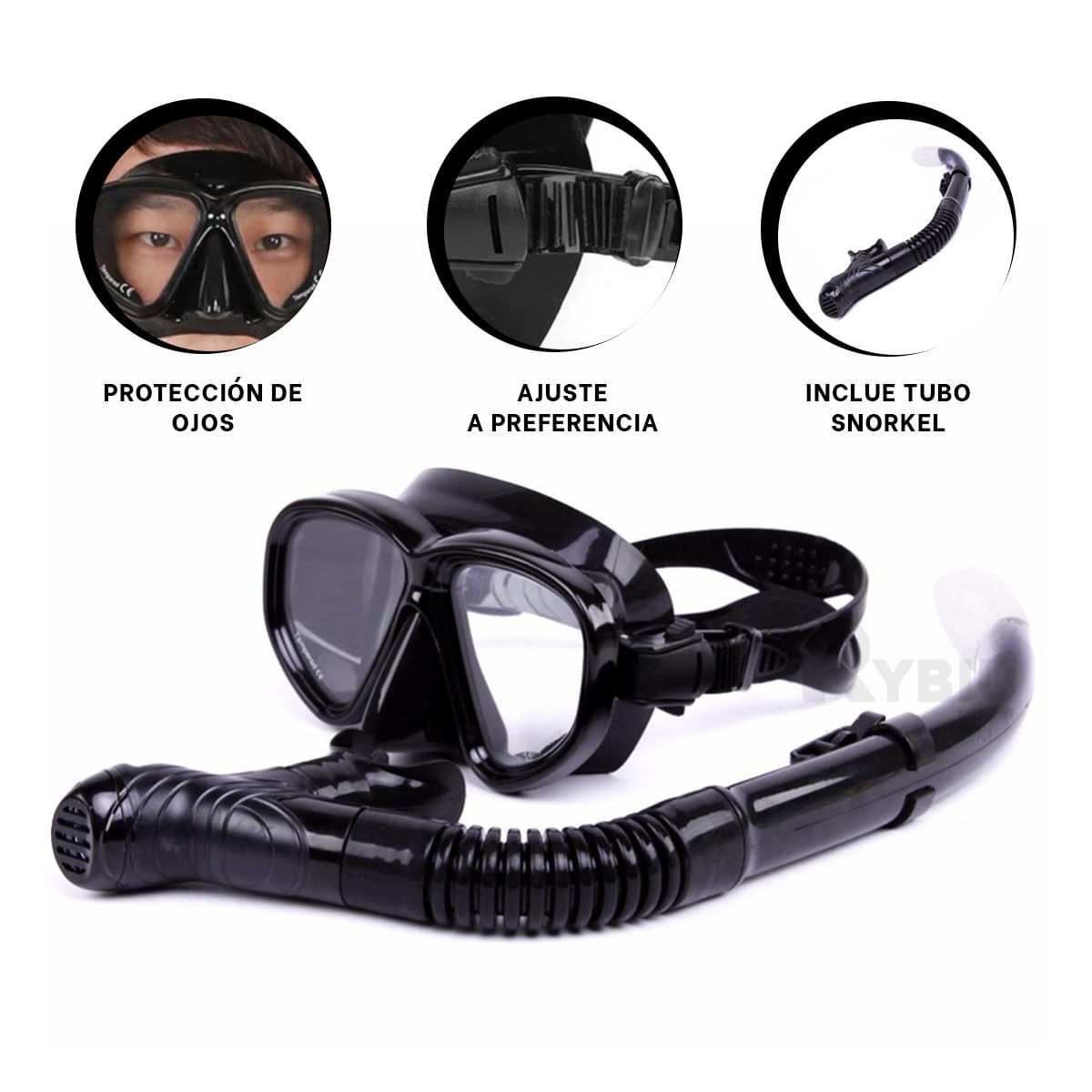 Lentes de Natacion Negro Ajustable con Proteccion