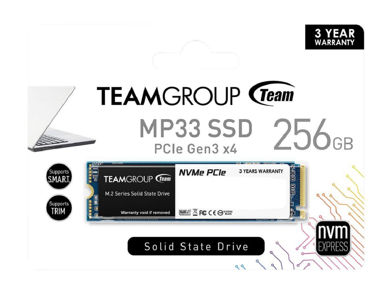 Disco Duro SSD M2 TEAMGROUP 256GB MP33 PCIe SSD, DC +3.3V