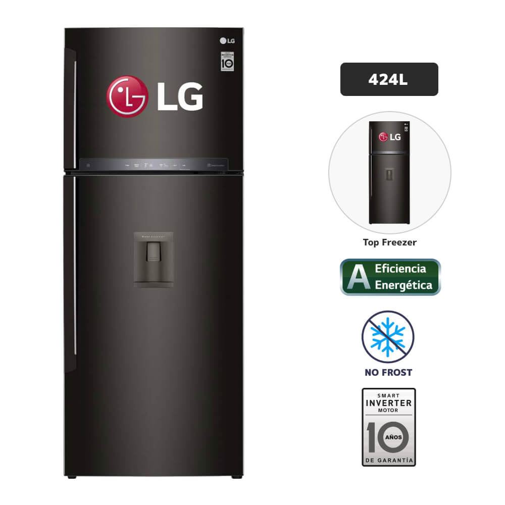 Refrigeradora LG 424L No Frost GT44AGD Negro Acero