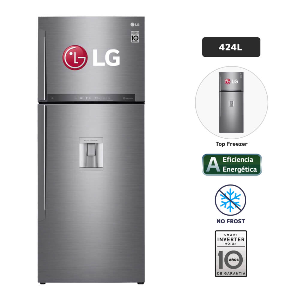 Refrigeradora LG 424L No Frost GT44AGP Plateado