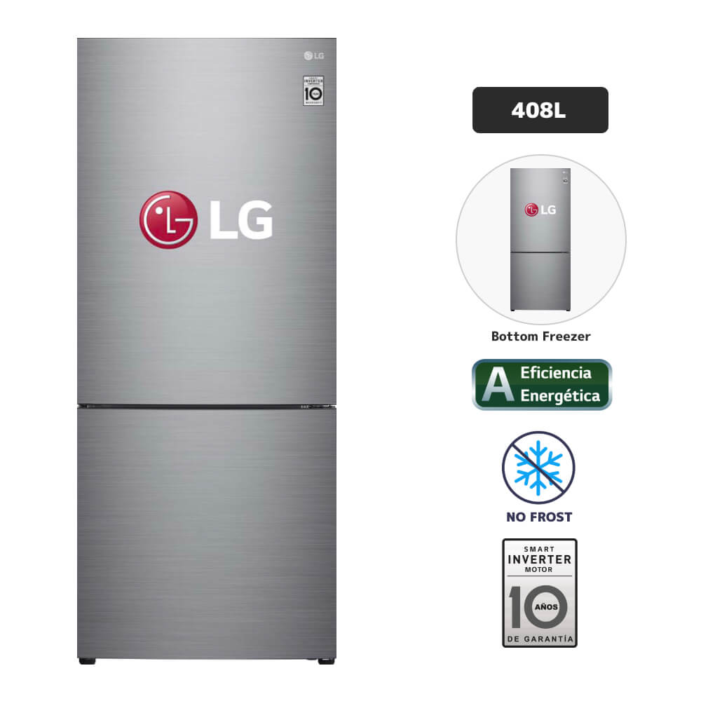 Refrigeradora LG 408L No Frost GB41BPP Plateado