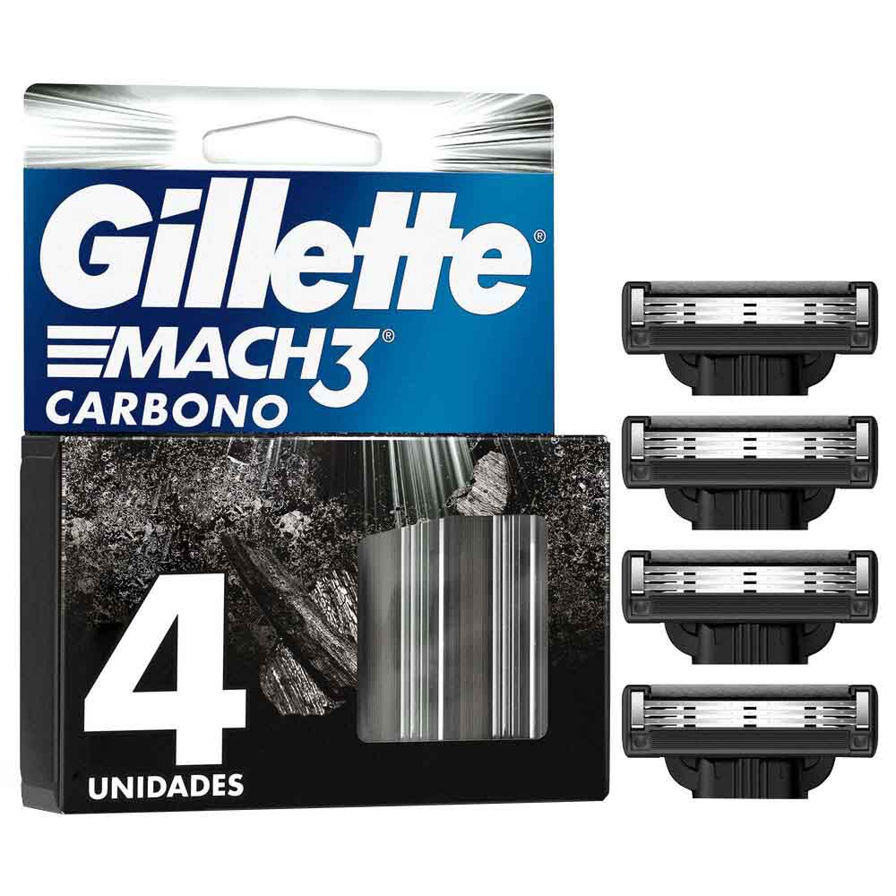 GILLETTE Mach3 Carbono Repuestos de la Máquina de Afeitar Caja 4un