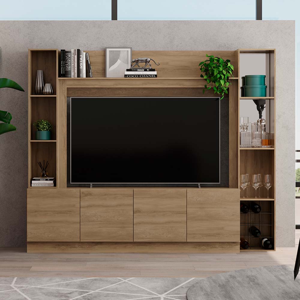 COMBO Mueble Sala Modular Orange: Mesa de TV 4 Puertas + Estante Bar + Marco con Estante Maple