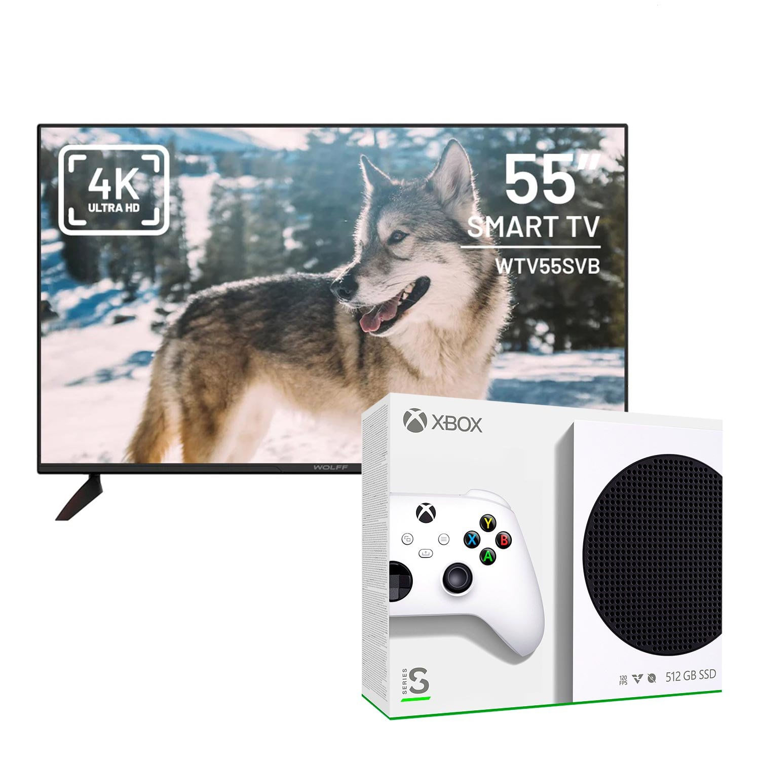 Televisor Wolff Smart TV 55'' Ultra HD 4K + Consola Xbox Series S