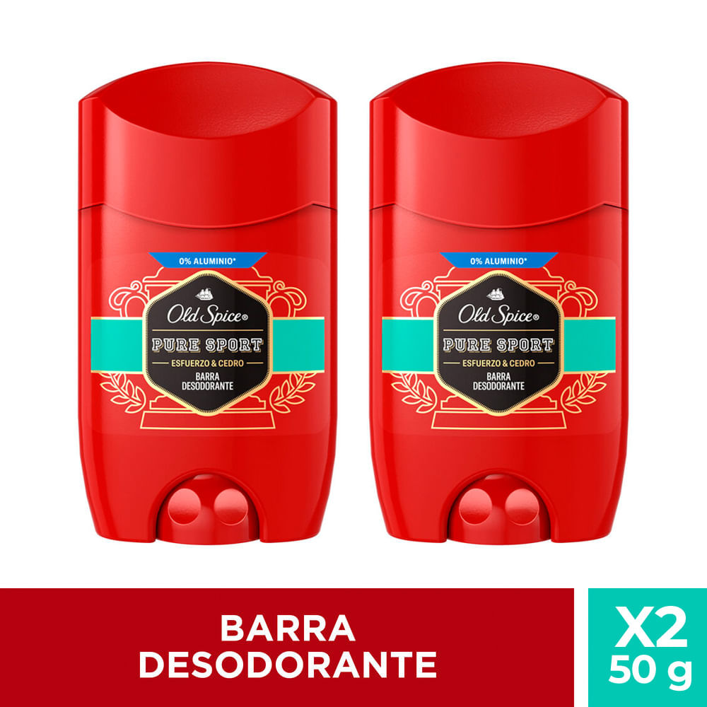 Pack Desodorante en Barra para Hombre OLD SPICE Pure Sport Frasco 50g Paquete 2un