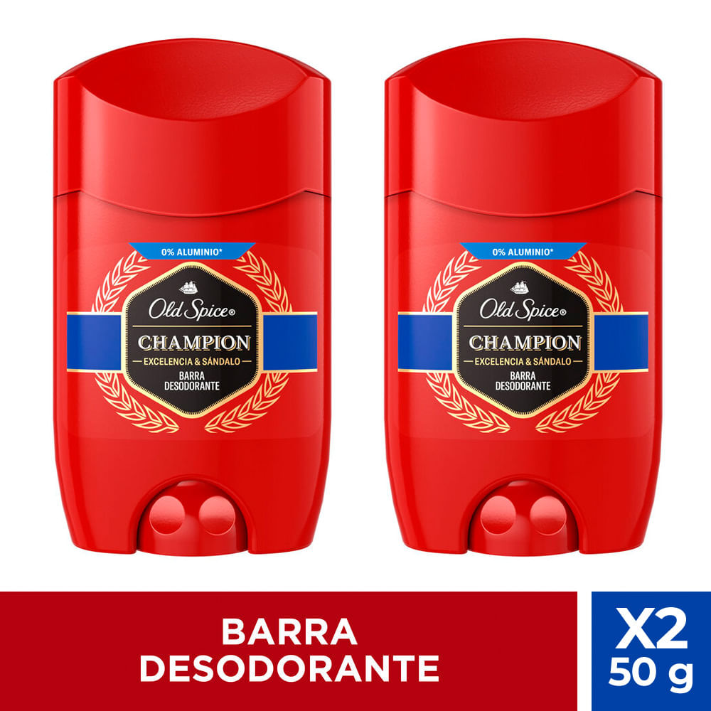 Pack Desodorante en Barra para Hombre OLD SPICE Champion Frasco 50g Paquete 2un