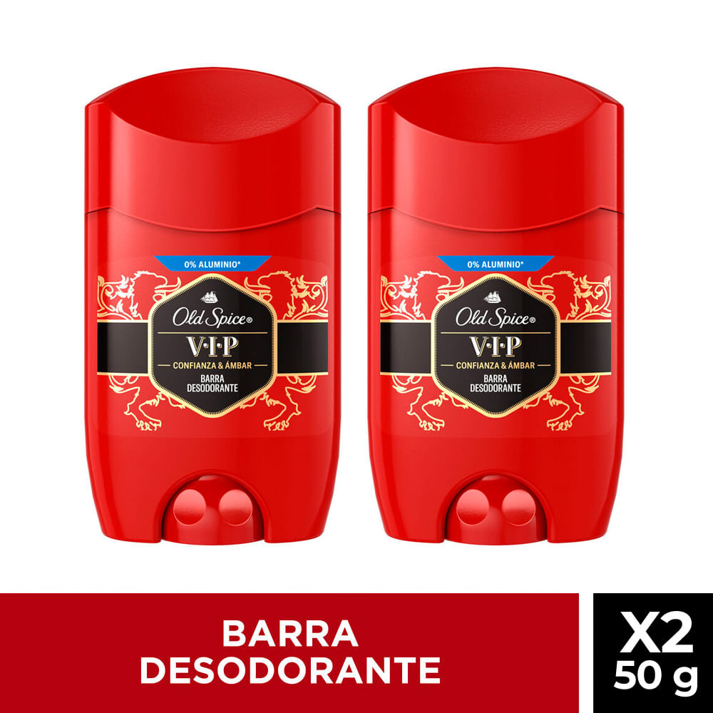 Pack Desodorante en Barra para Hombre OLD SPICE Vip Frasco 50g Paquete 2un