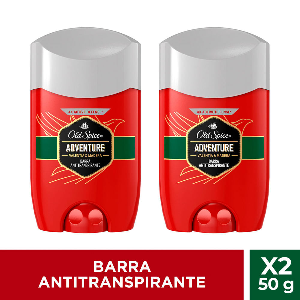Pack Desodorante en Barra OLD SPICE Antitranspirante Adventure Frasco 50g Paquete 2un