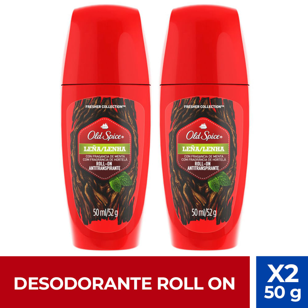 Pack Desodorante en Roll On para Hombre OLD SPICE Leña Frasco 50ml x 2un