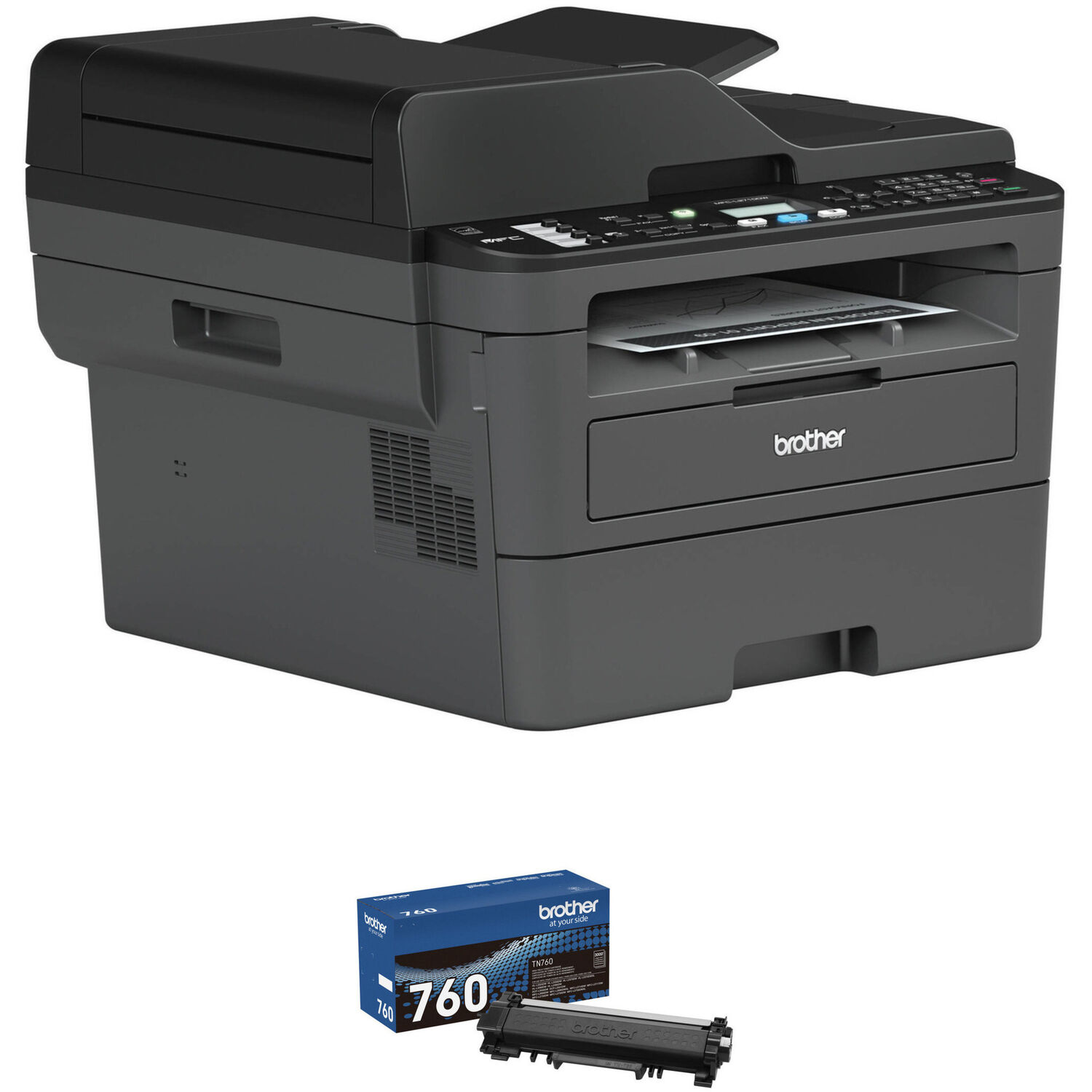 Impresora Multifuncional Monocromática Brother Mfc L2710Dw con Kit de Toner Negro de Alta Rendición