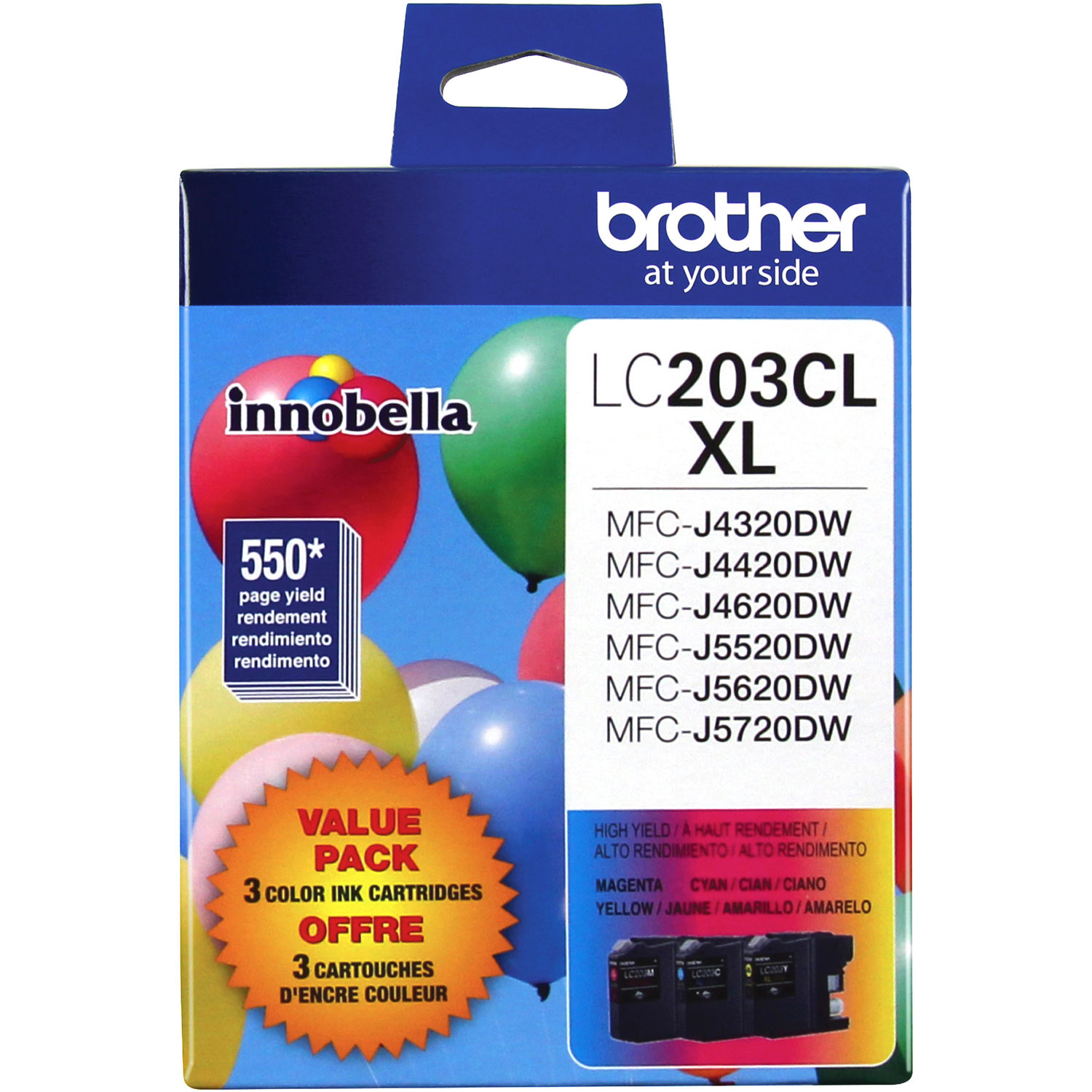 Set de Cartuchos de Tinta de Alta Capacidad Brother Innobella Lc2033Pks de 3 Colores