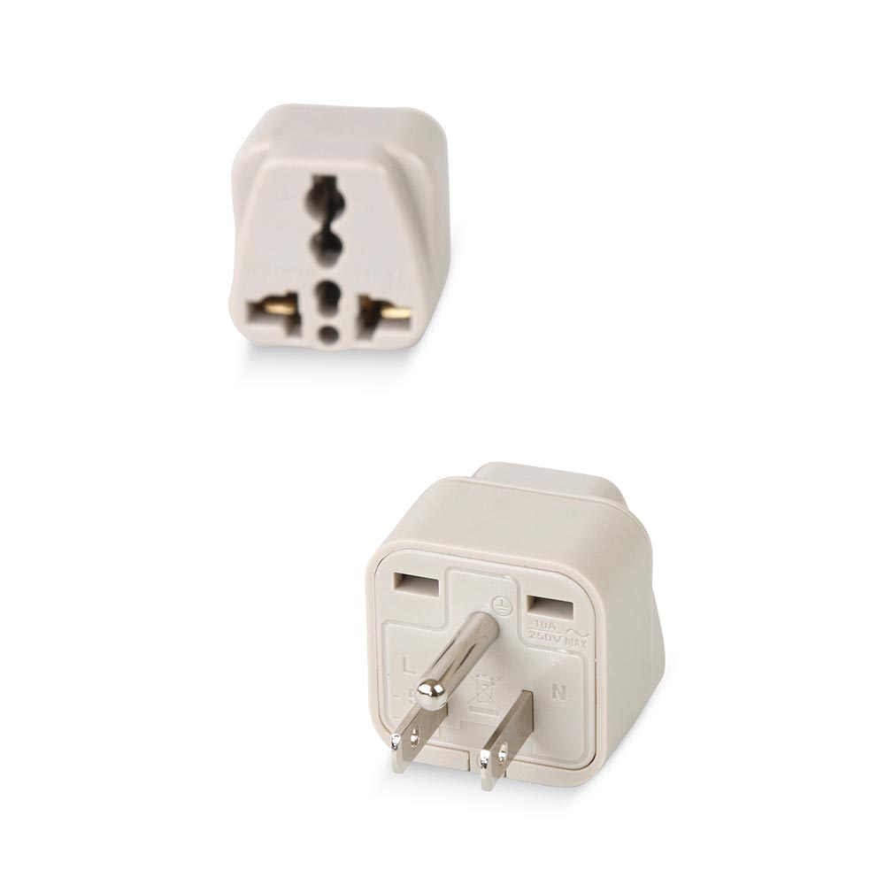 Adaptador Universal Espiga Plana 10A 250V + Tierra Wonpro