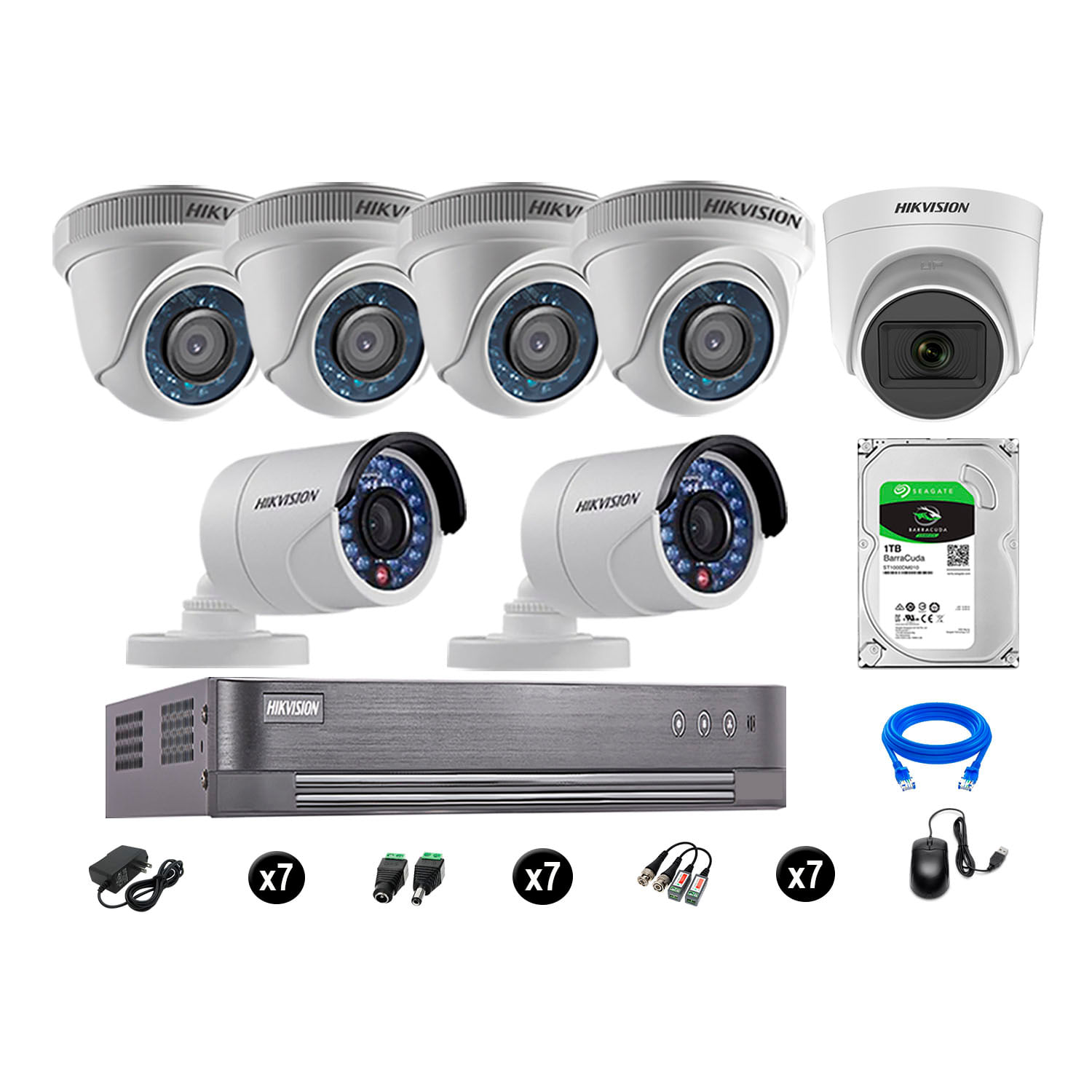 Cámaras de Seguridad Hikvision Kit 7 Vigilancia Hd 720P 1Tb 1 Cámara con Audio