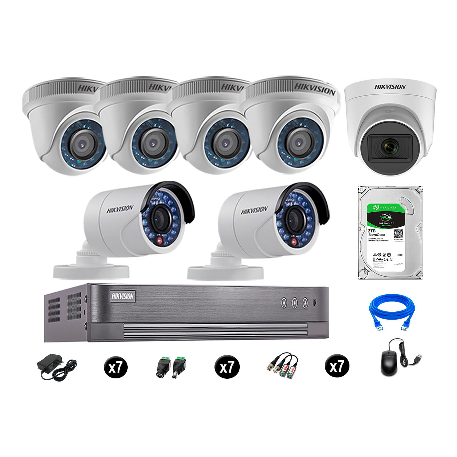 Cámaras de Seguridad Hikvision Kit 7 Vigilancia Hd 720P 2Tb 1 Cámara con Audio