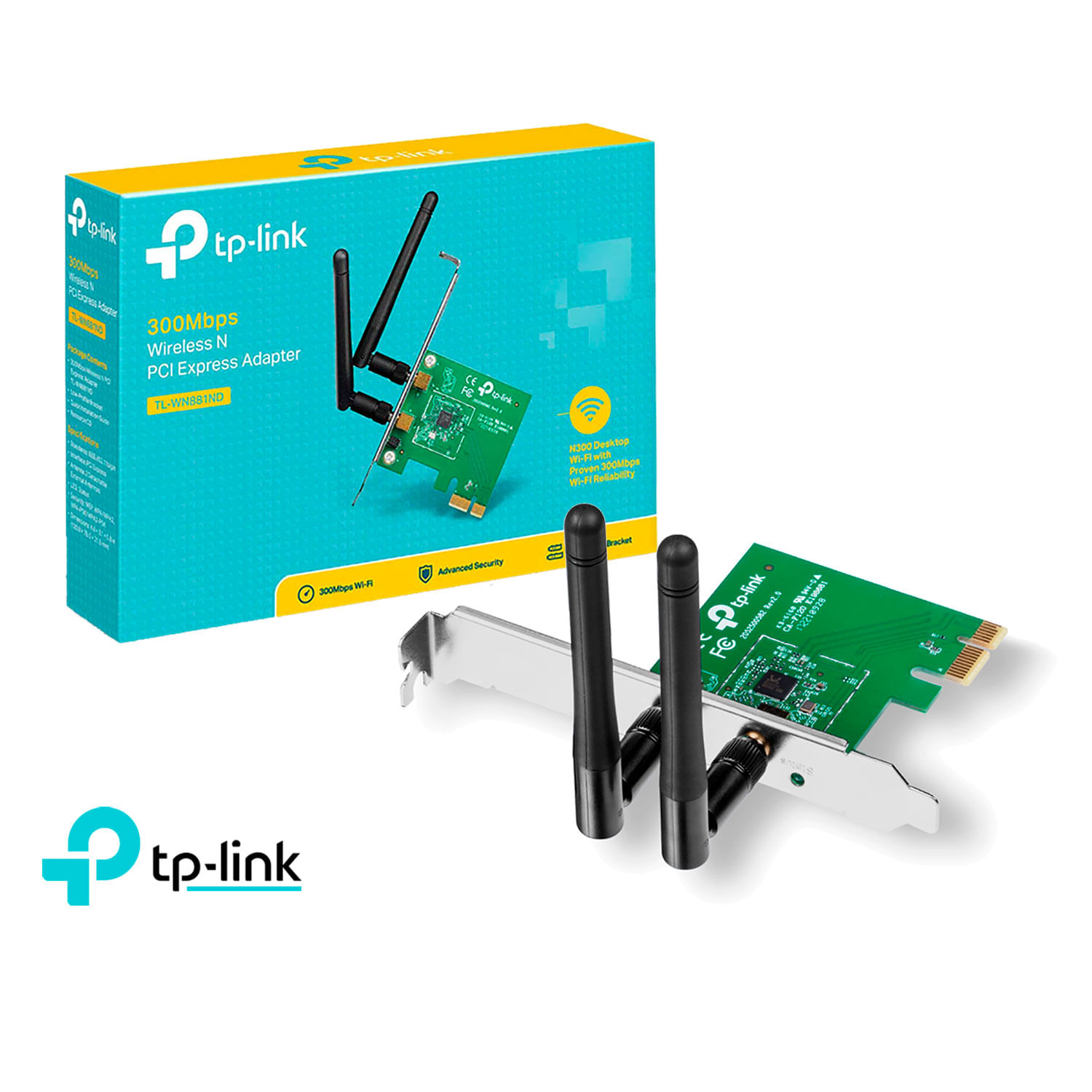 TP Link Adaptador Inalambrico TL WN881ND Para Pc Pci Wifi 300mbps