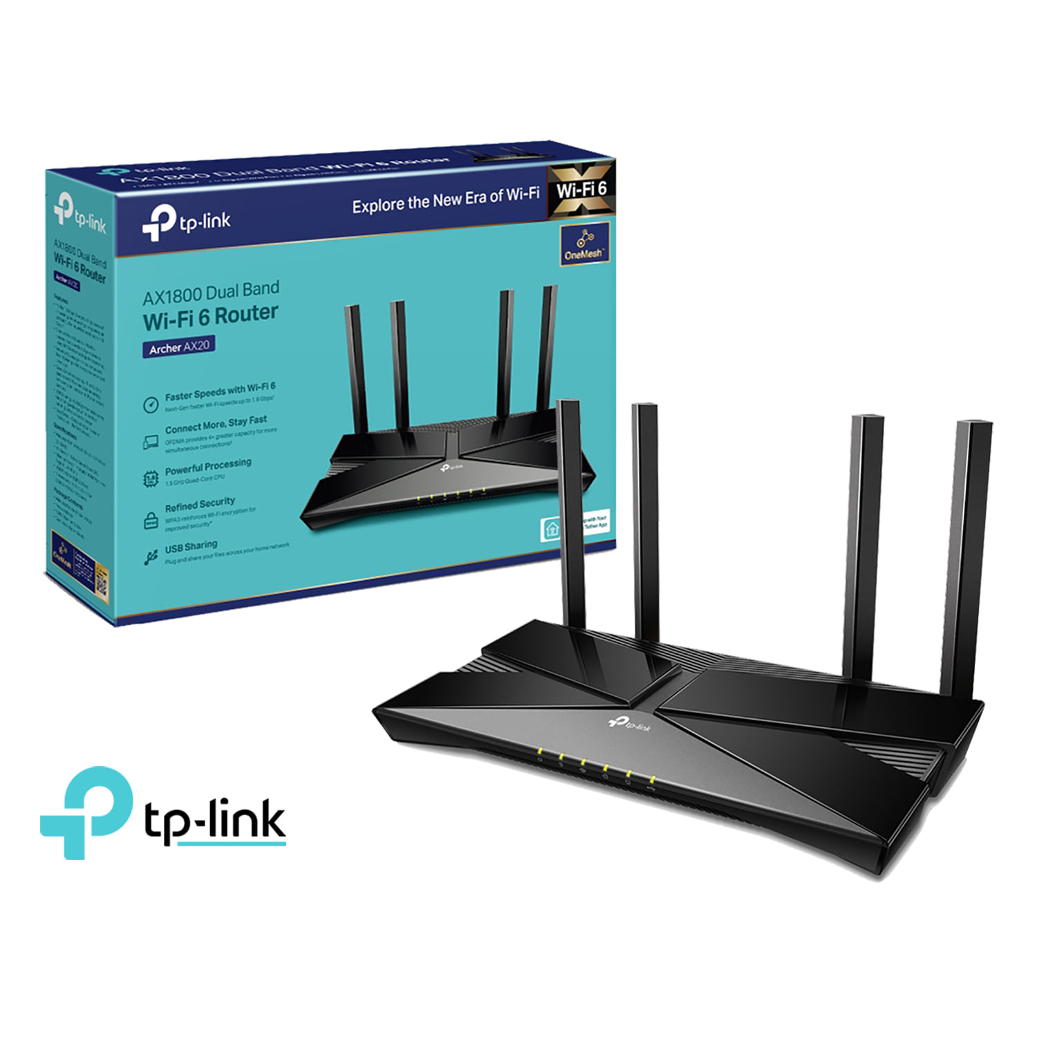 TP Link Archer AX20 , Router WiFi 6 Dual 5 GHz 2,4GHz Band AX1800