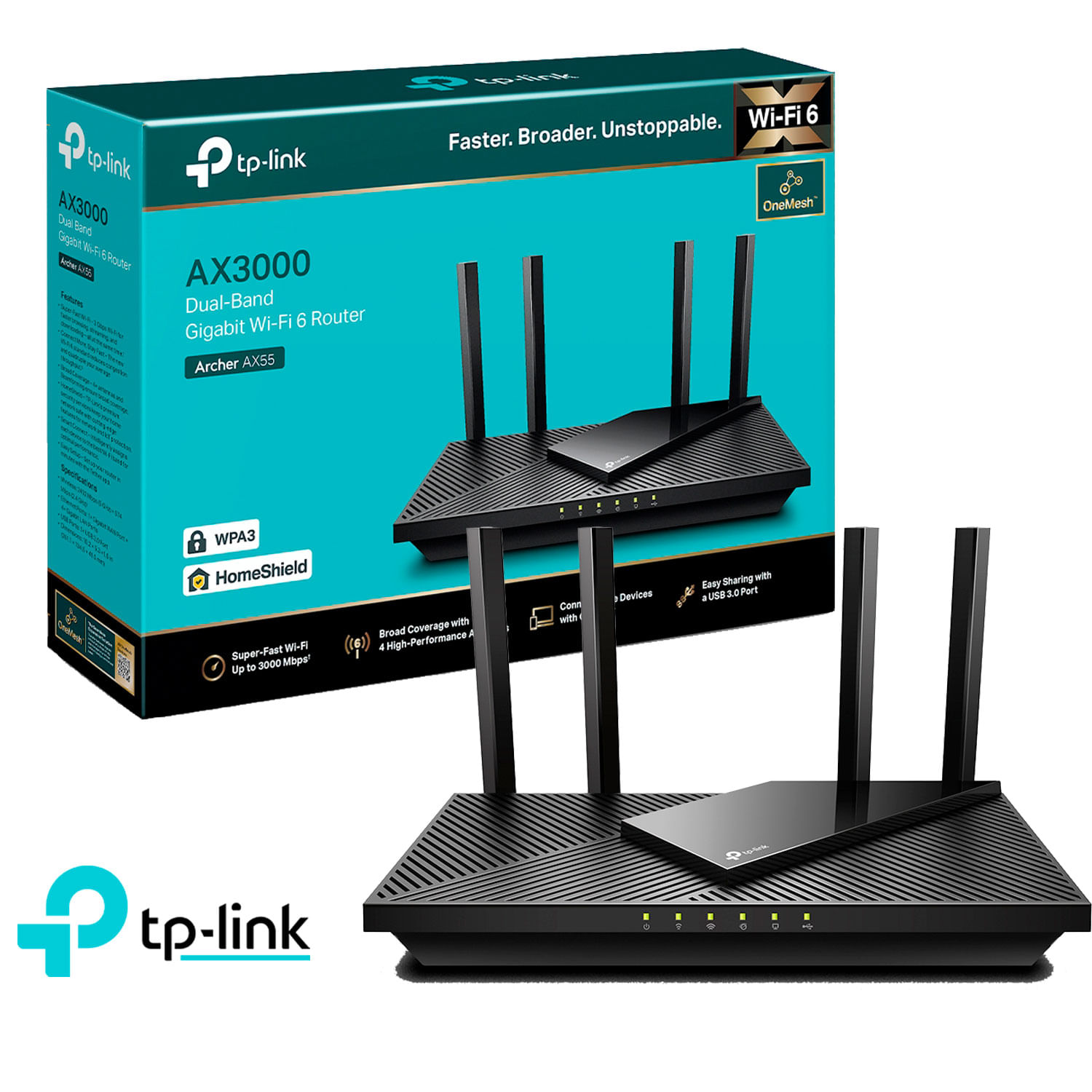 TP Link Archer AX55 WiFi 6 Router Dual Band AX3000