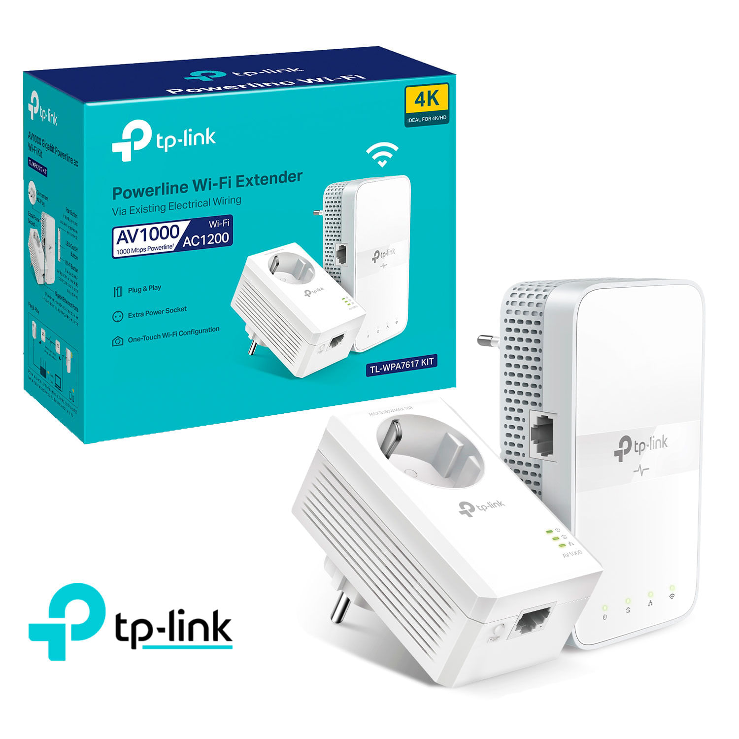 TP Link Kit Extensor Powerline TL WPA7617 KIT Wifi AV1000 AC1200