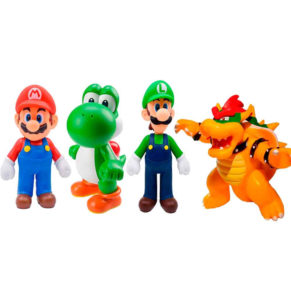 Pack 4 Figuras Mario  Luigi Yoshi Bowser 14 13 12 9 cm