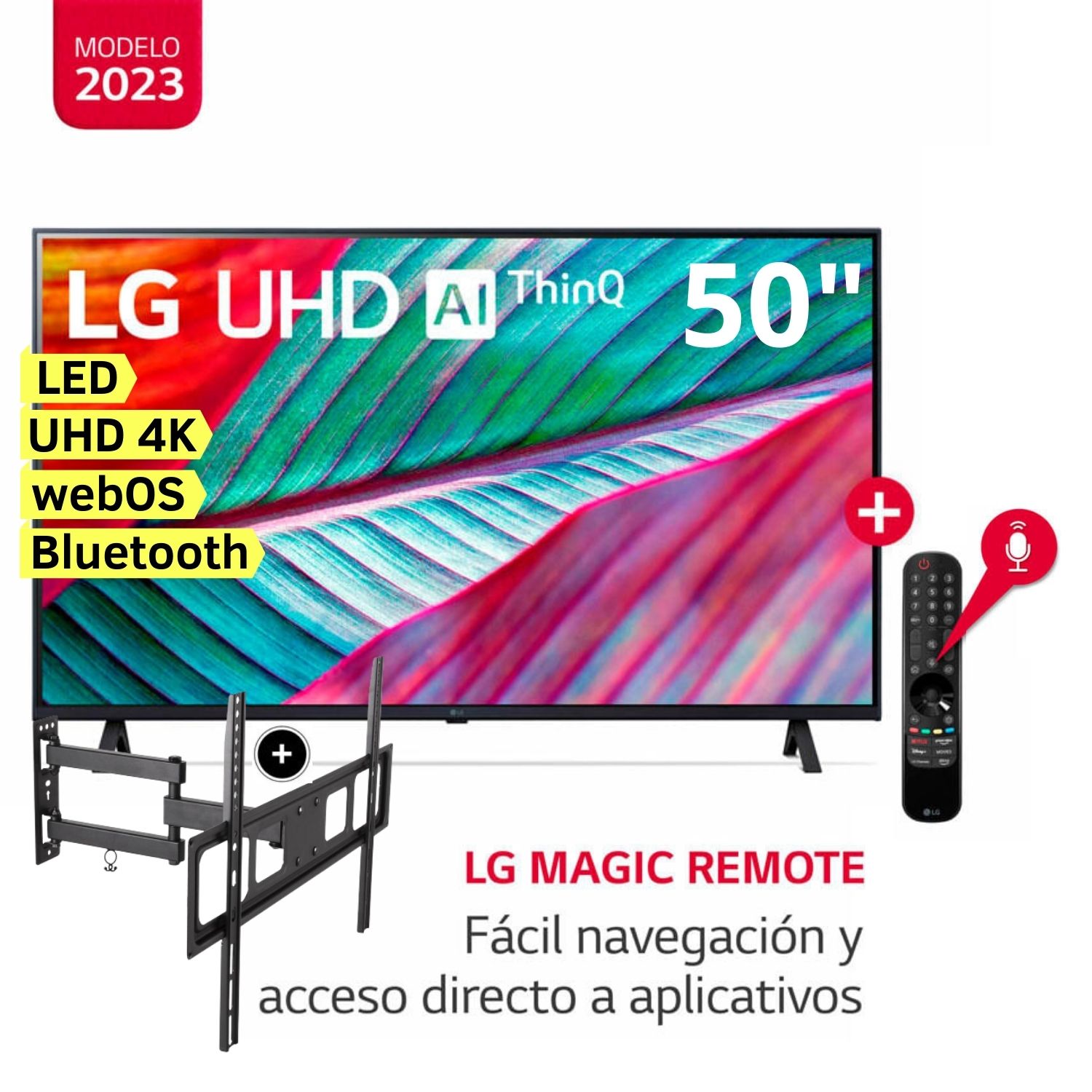 Televisor LG LED Smart TV 50" Ultra HD 4K ThinQ AI 50UR8750PSA + Rack Giratorio