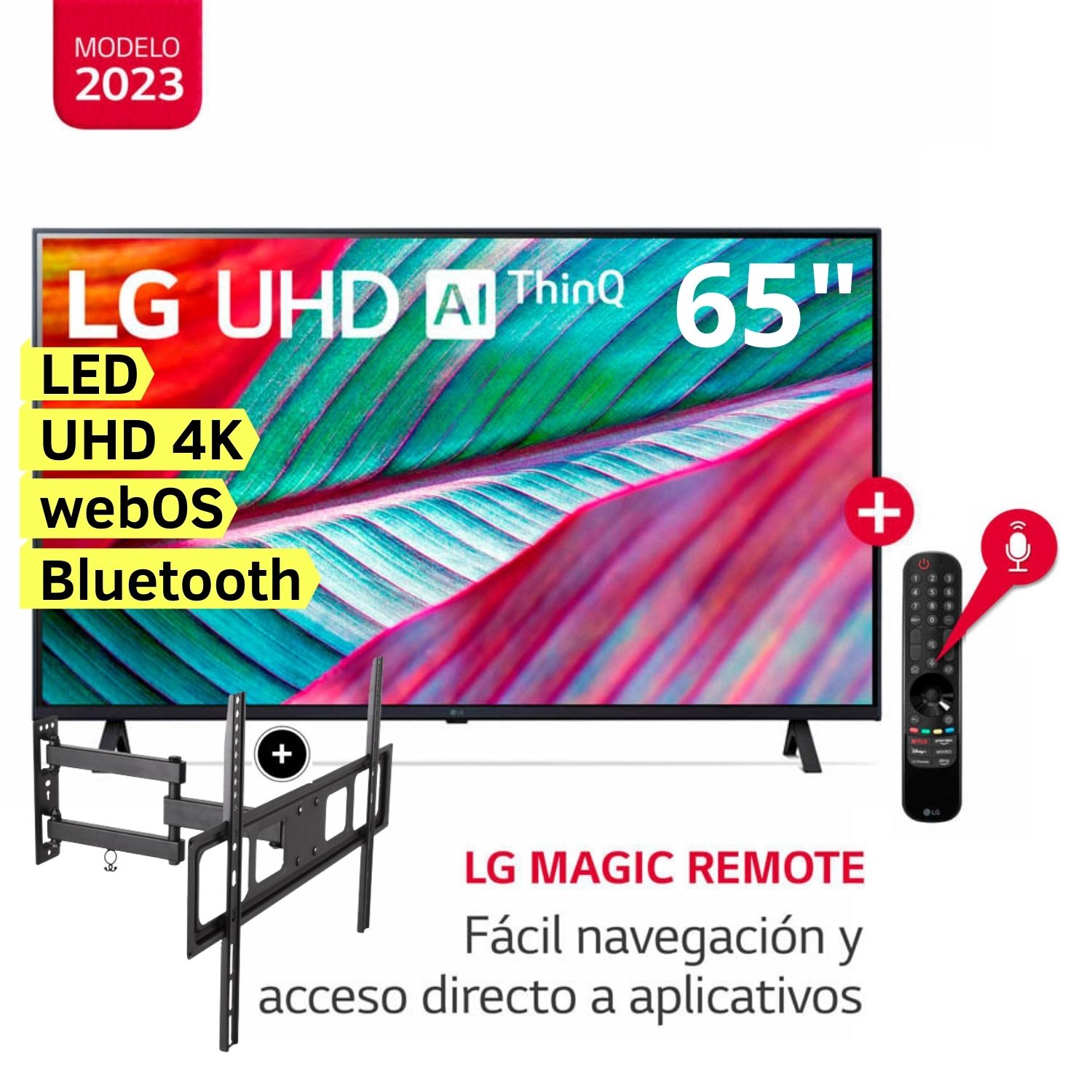 Televisor LG LED Smart TV 65" Ultra HD 4K ThinQ AI 65UR8750PSA + Rack Giratorio