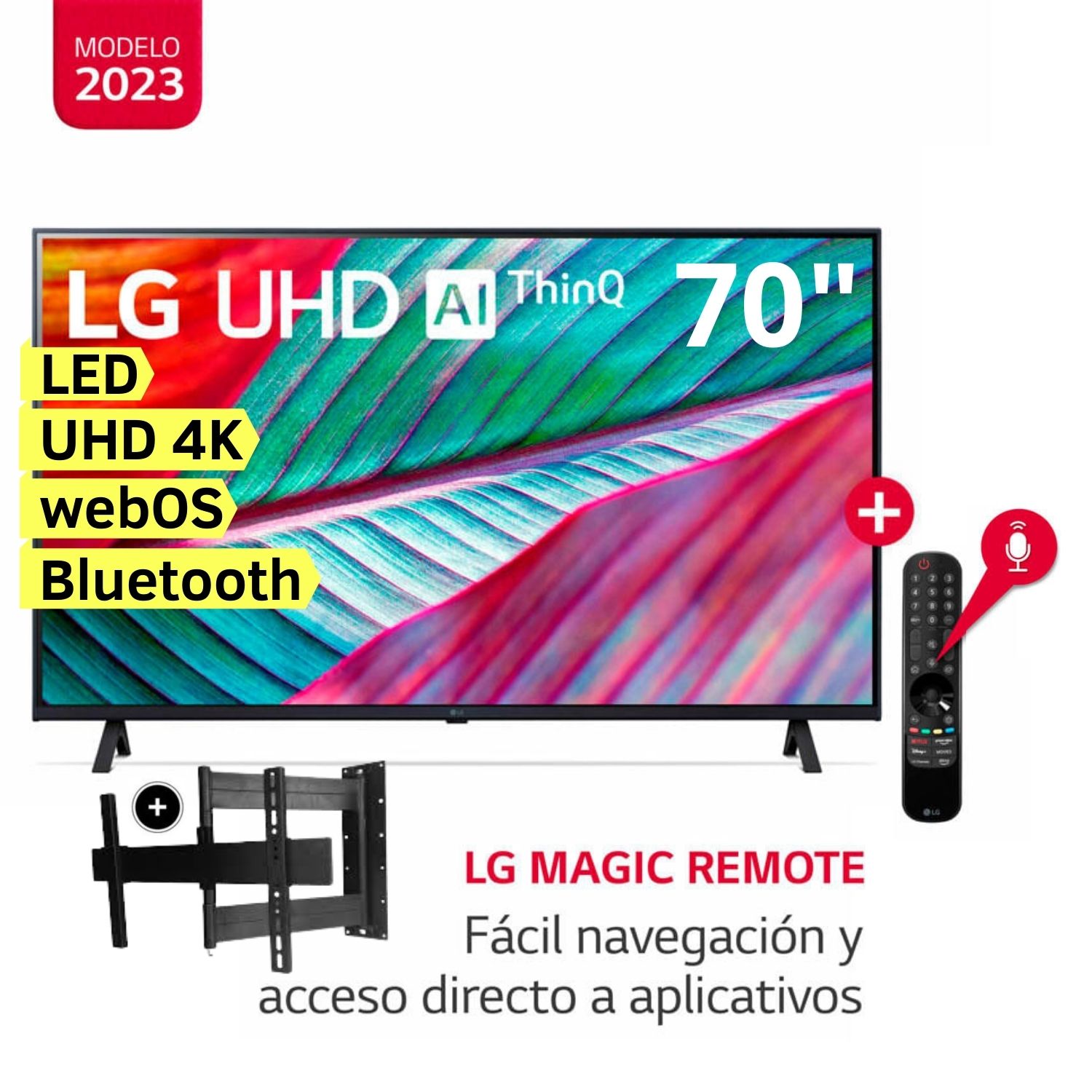 Televisor LG LED Smart TV 70" Ultra HD 4K ThinQ AI 70UR8750PSA + Rack Giratorio