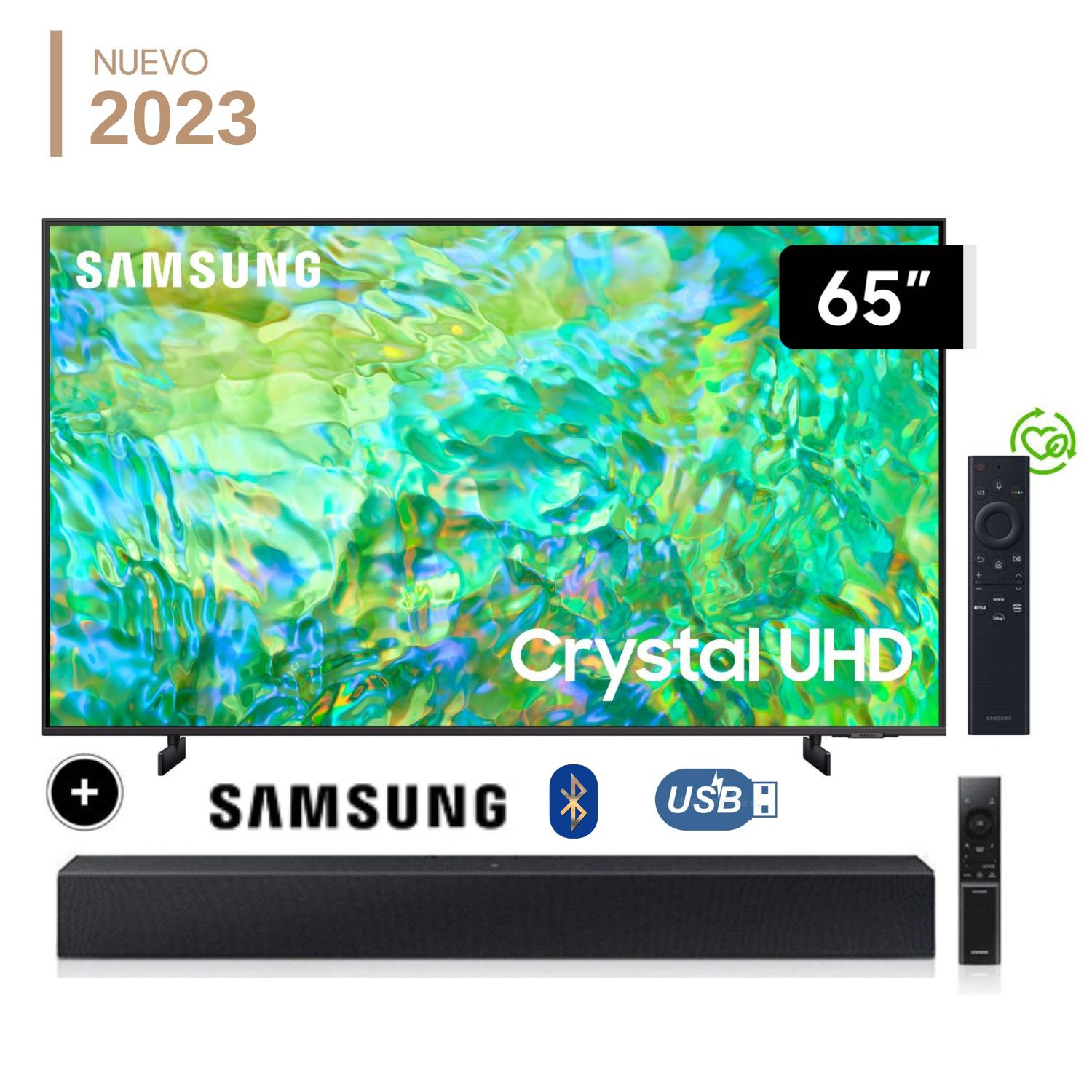 Televisor Samsung 65" LED Smart TV Crystal Ultra HD 4K UN65CU8000GXPE + Soundbar HW-C400