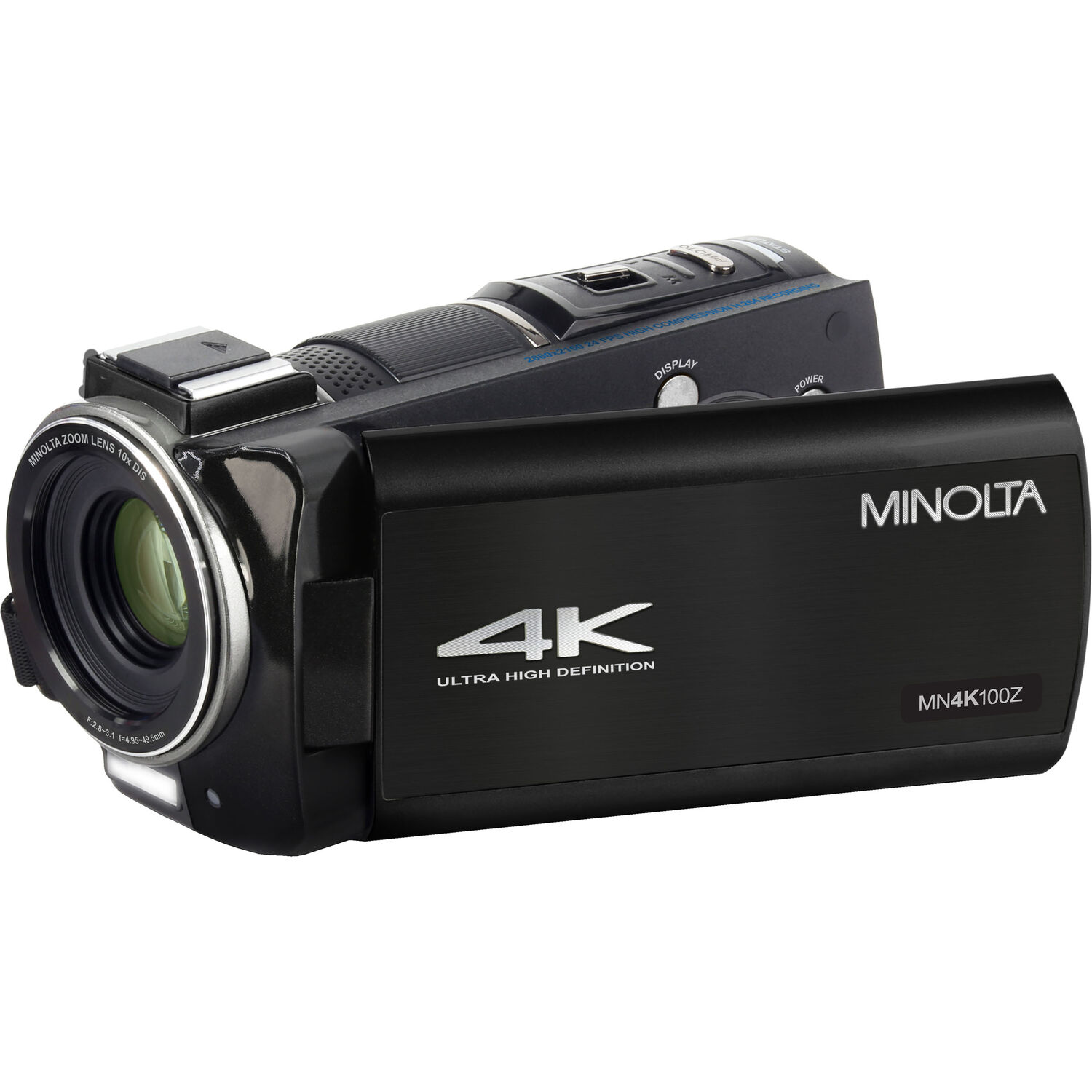 Cámara de Video Minolta Mn4K100Z Uhd 4K con Zoom Óptico de 10X Negro