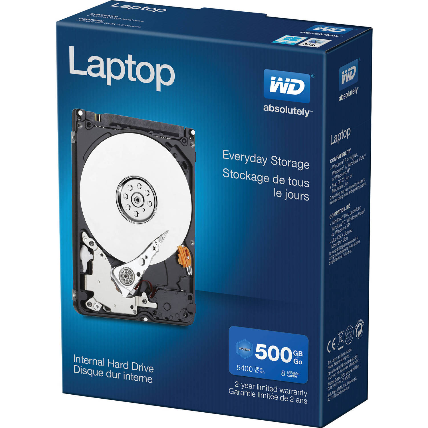 Kit de Disco Duro Interno Wd Laptop Performance de 500Gb 5400 Rpm Sata Ii 2.5 Retail