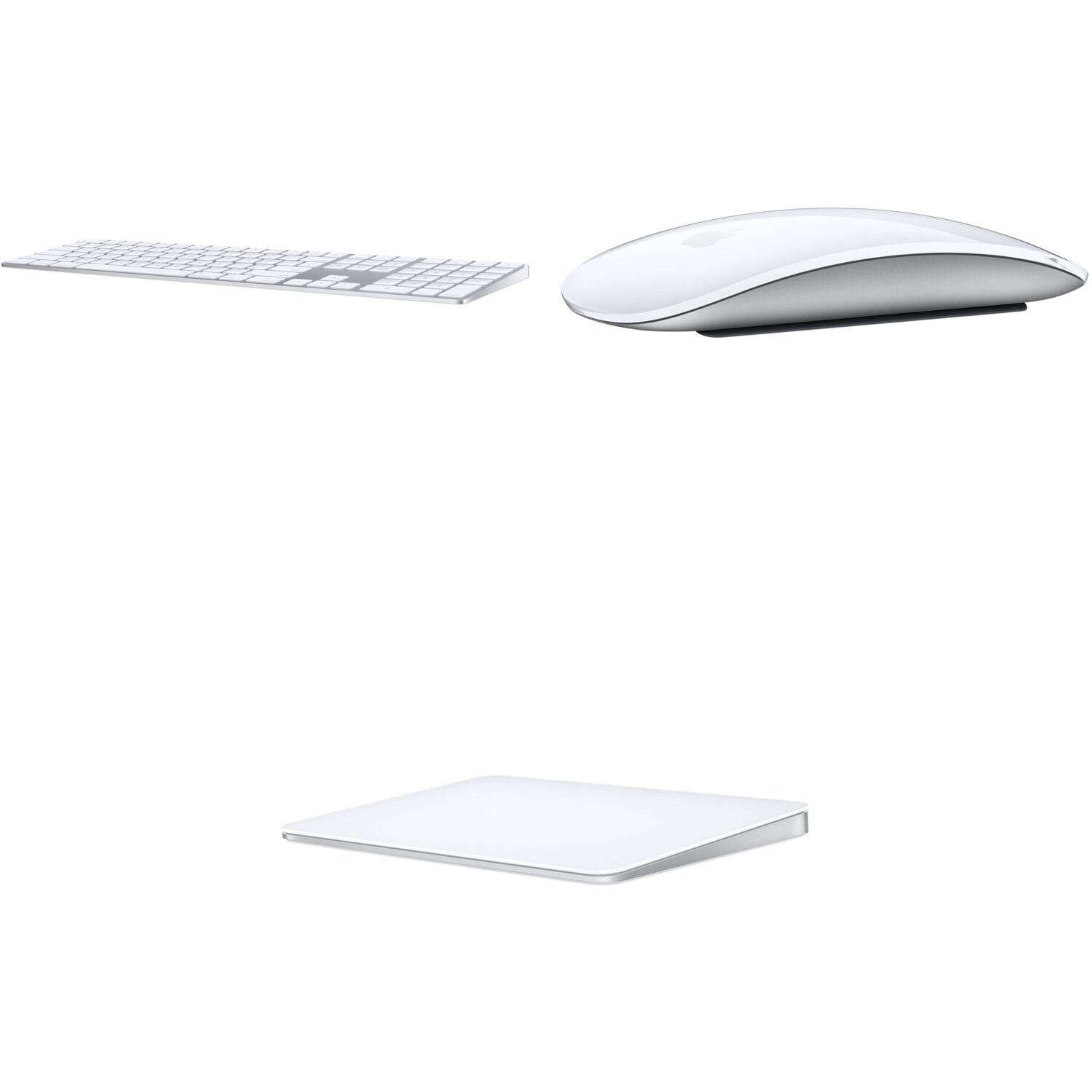 Kit de Teclado Inalámbrico Apple Magic Silver con Teclado Numérico Mouse Magic Blanco y Trackpad