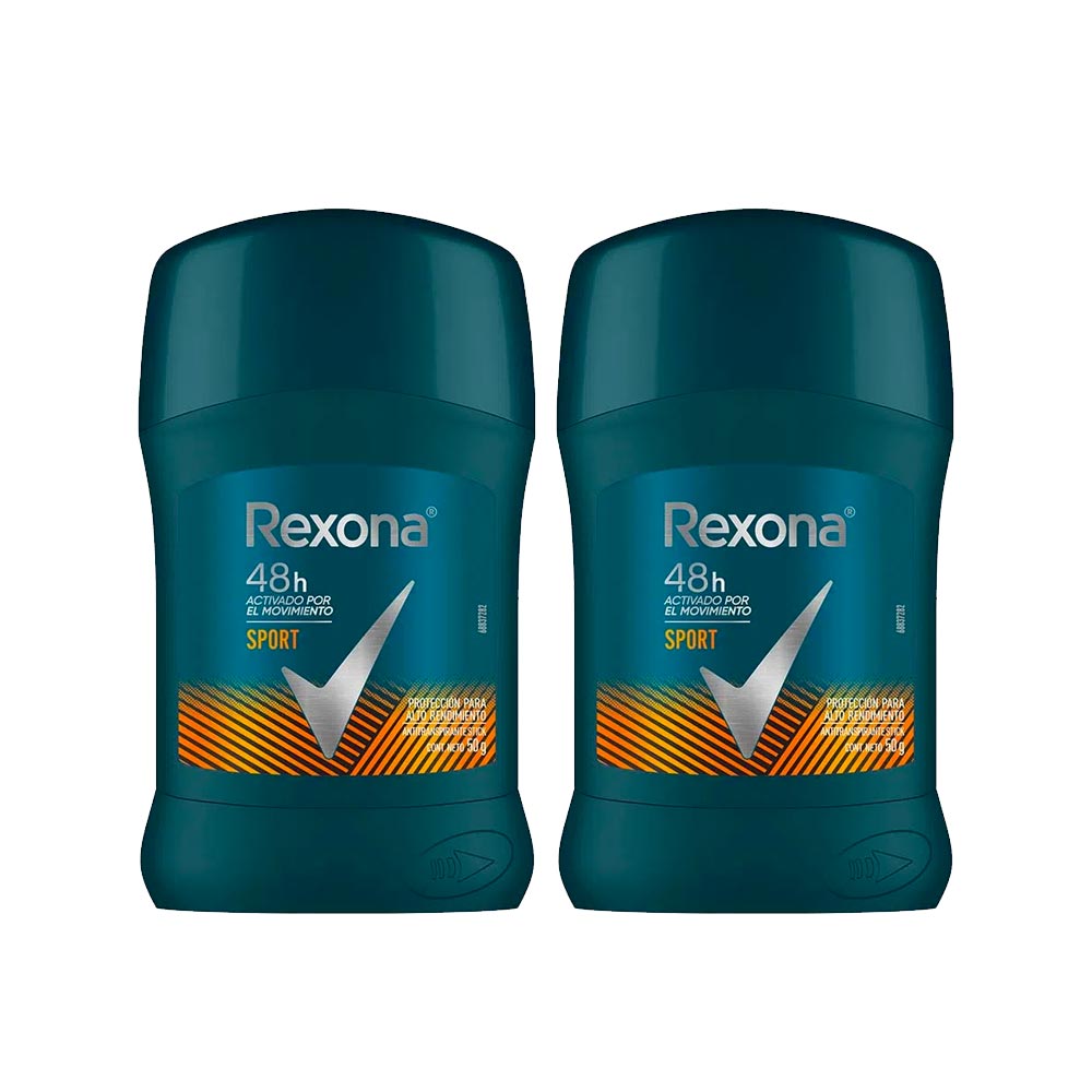 Pack Desodorante en Barra para Hombre REXONA Sport Intense Odor Control Frasco 50g x 2un