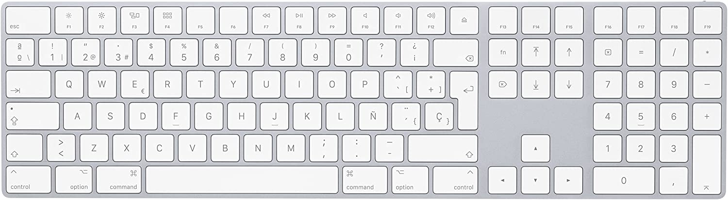 Apple Magic Keyboard con Teclado Numerico de Inalambrico, Recargable Español Silver