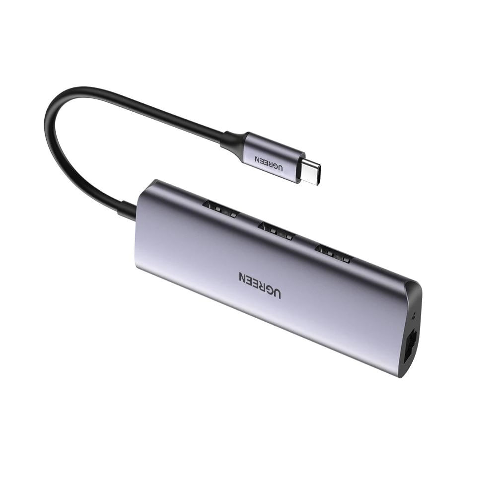 Adaptador Ugreen Hub USB-C a 3 USB 3.0 Dock RJ45 Gigabit Ethernet MacBook CM252 - 60718