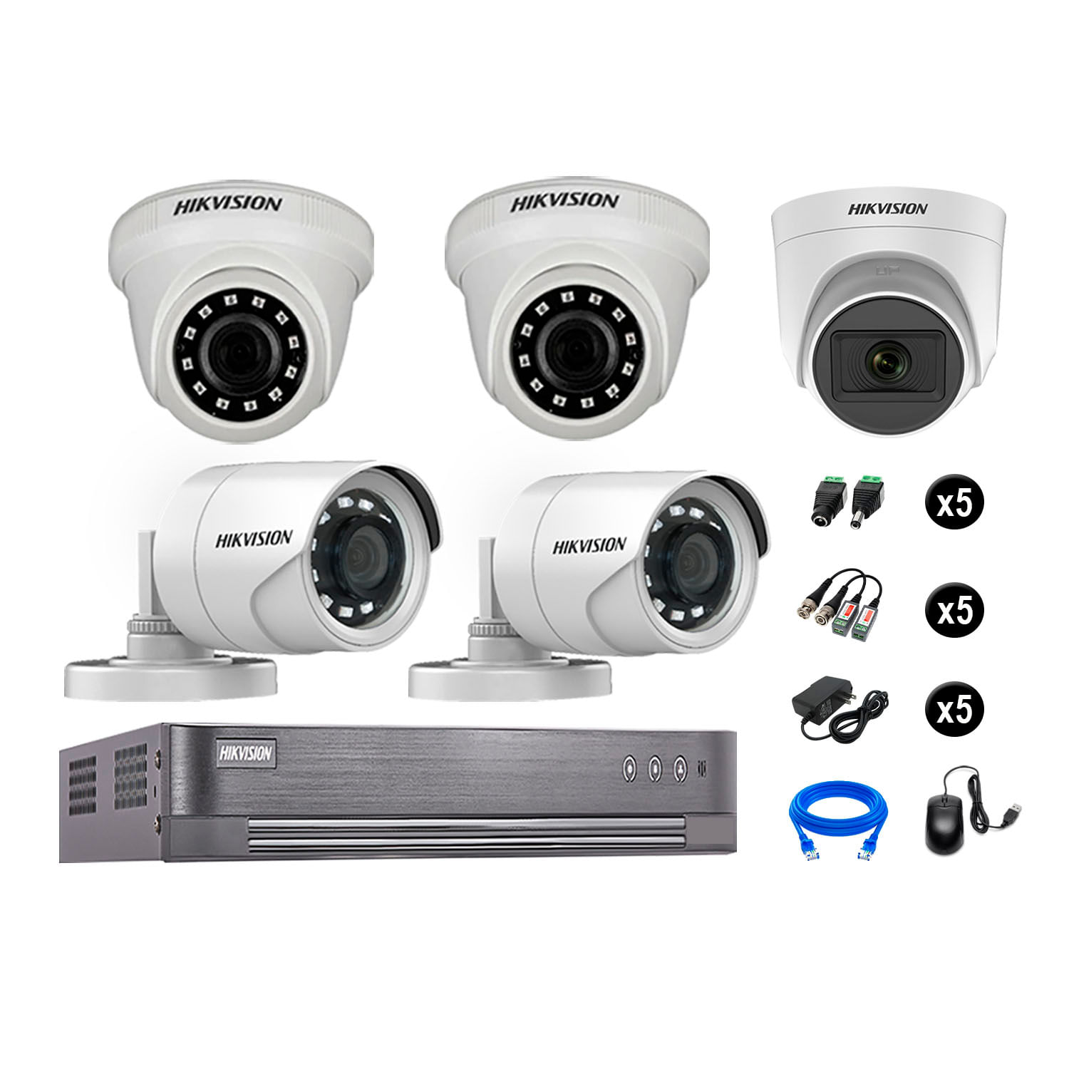 Cámaras de Seguridad Hikvision Kit 5 Vigilancia Full Hd 2Tb 1 Cámara con Audio Completo