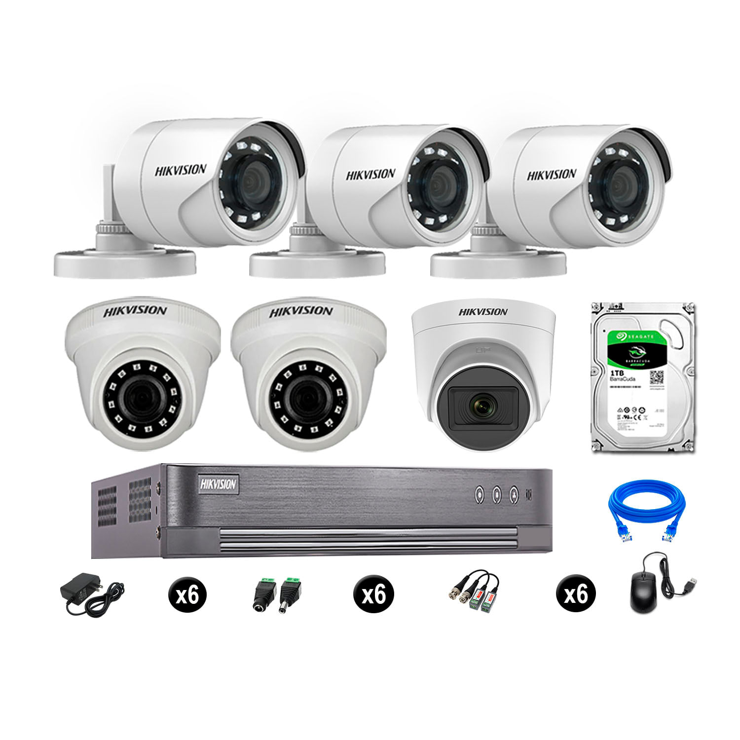 Cámaras de Seguridad Hikvision Kit 6 Vigilancia Full Hd 1Tb 1 Cámara con Audio