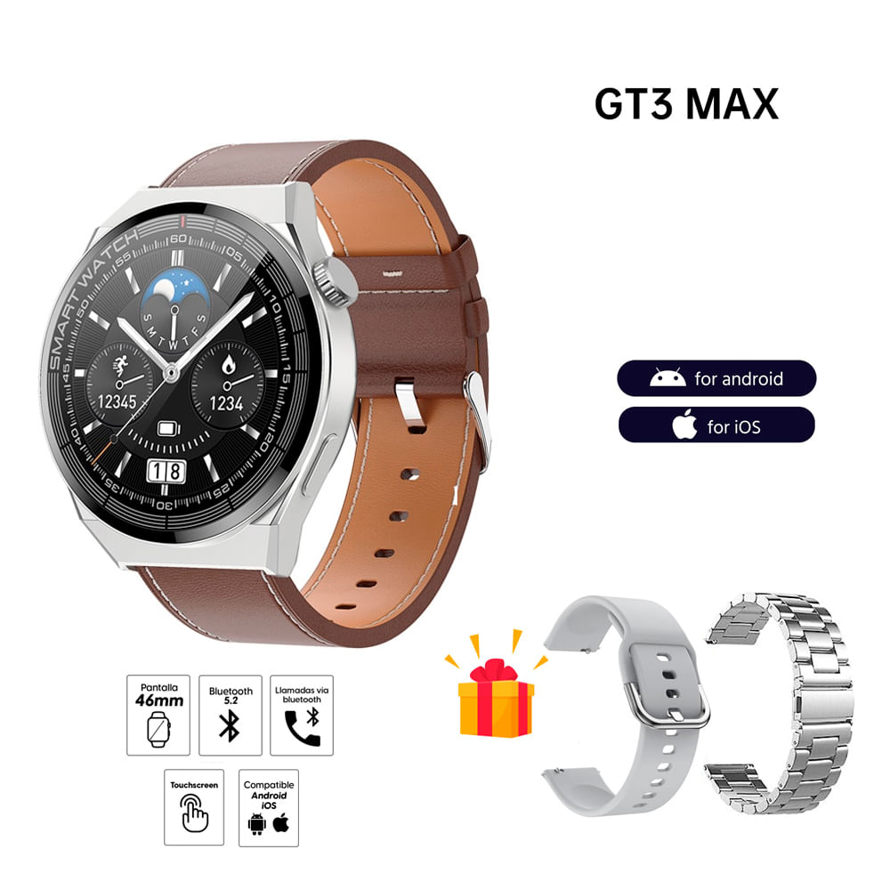 Smartwatch GT3 Max Marron GPS Triple Correa