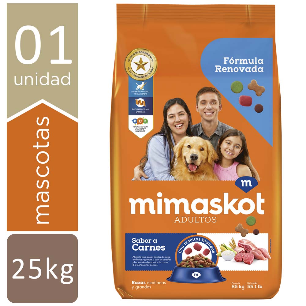 Comida para Perros MIMASKOT Carne, Cereal y Vegetales Bolsa 25Kg
