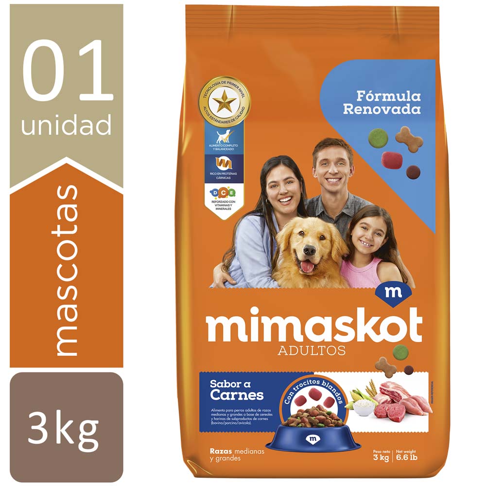 Comida para Perros MIMASKOT Adulto Razas Medianas y Grandes Cordero y Cereales Bolsa 3Kg
