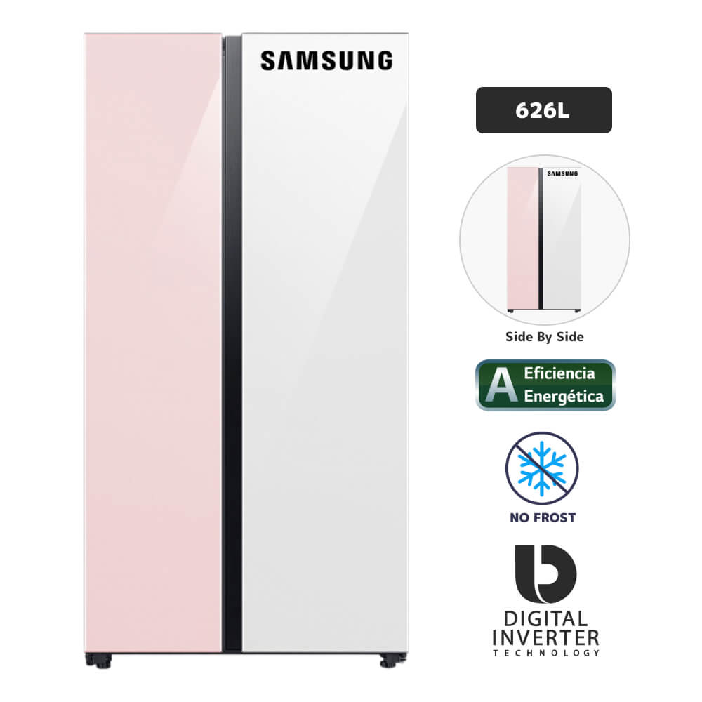 Refrigeradora SAMSUNG 626L Be Spoke RS60CB70NA7PPE Clean Pink / Clean White