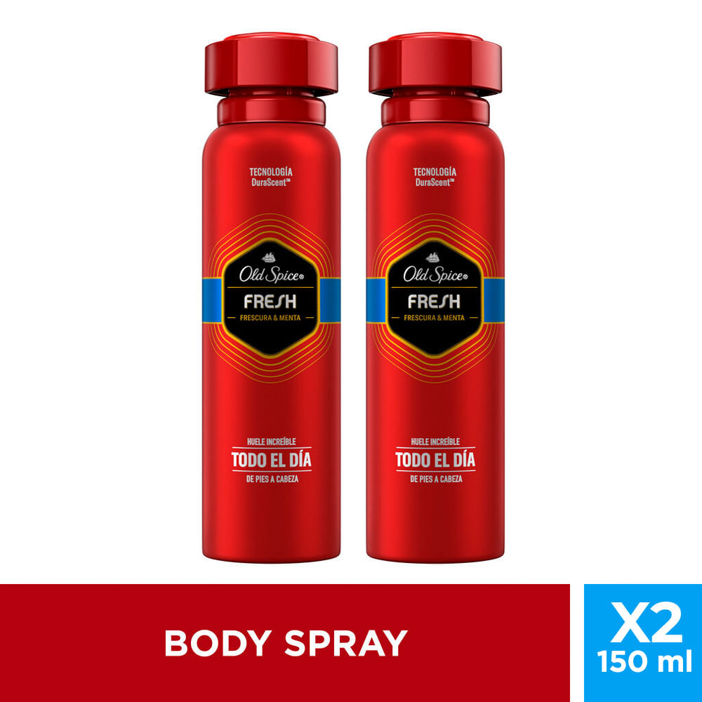 Pack Desodorante Body Spray en Aerosol para Hombre OLD SPICE Fresh Frasco 150ml Paquete 2un