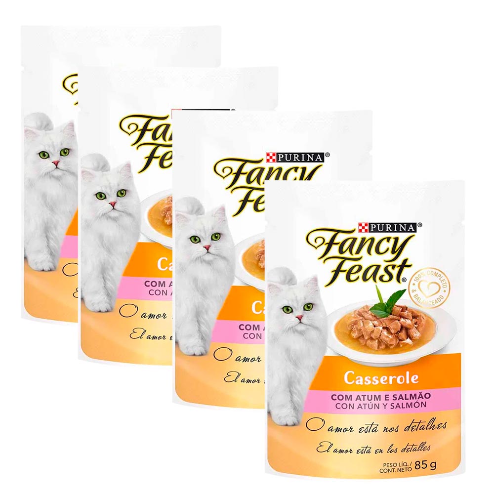 Pack Alimento para Gatos FANCY FEAST WET Casserole de Atún y Salmón 85g x 4un