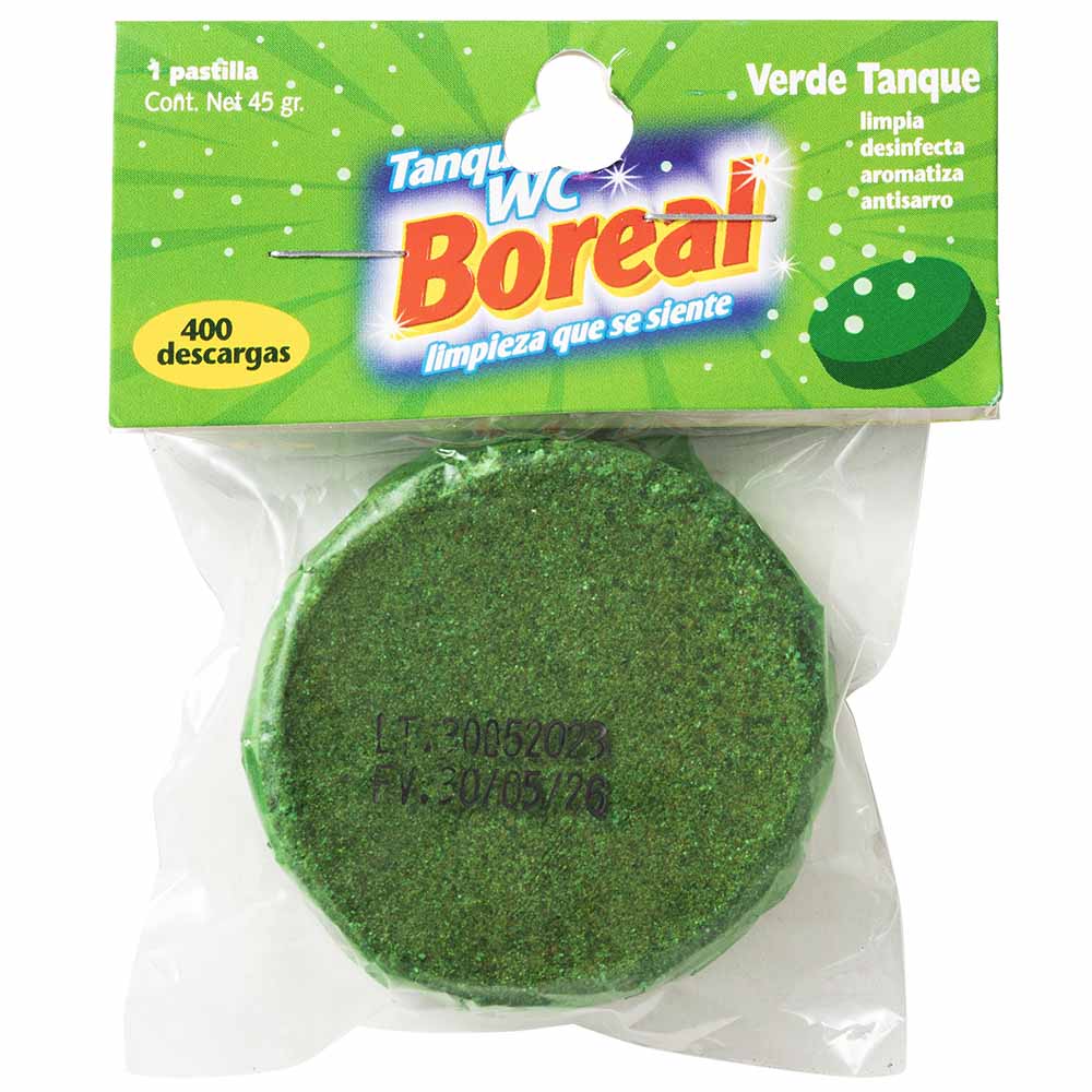 Desinfectante de Baño BOREAL Pastilla Tanque Verde Bolsa 45g