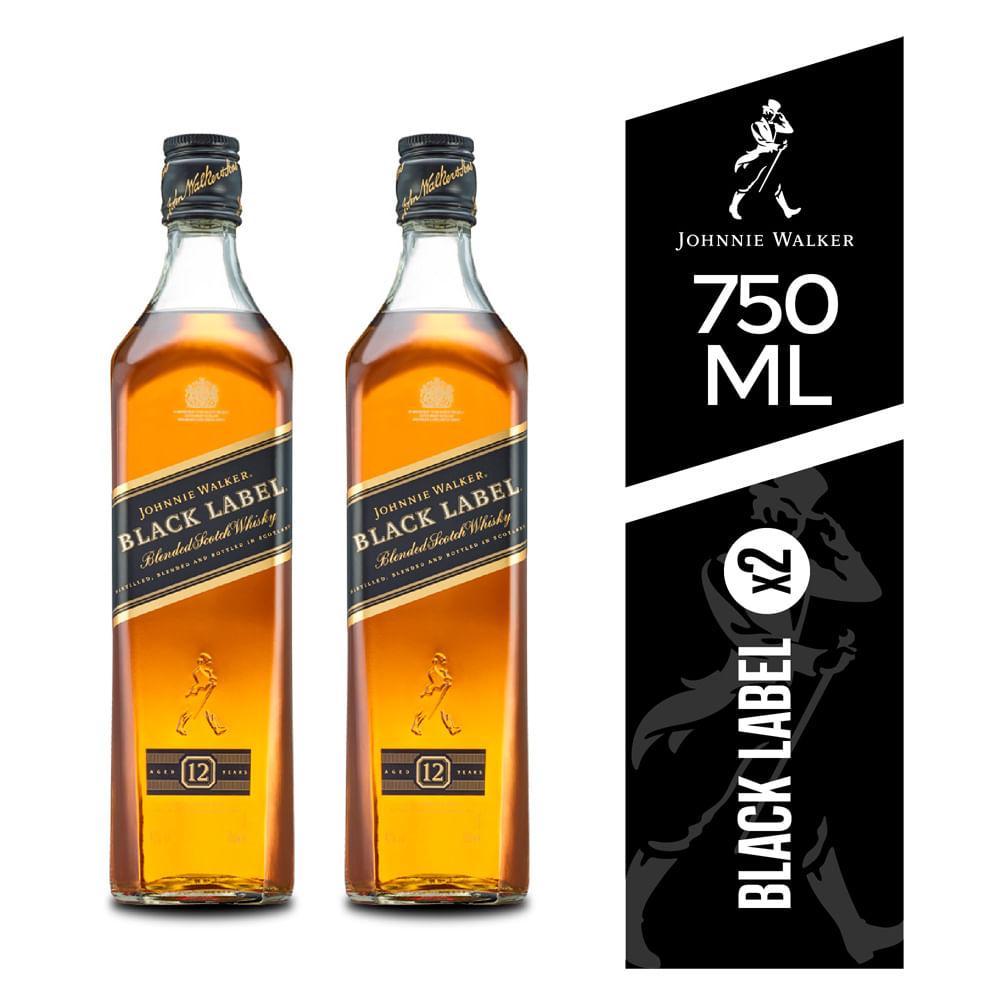 Pack Whisky JOHNNIE WALKER Black Label Botella 750ml x 2un