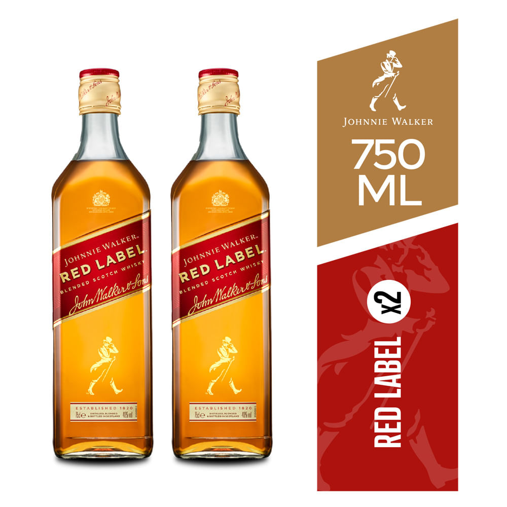 Pack Whisky JOHNNIE WALKER Red Label Botella 750ml x 2un