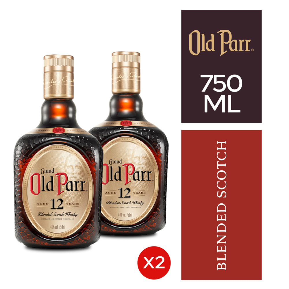 Pack Whisky OLD PARR 12 Años Botella 750ml x 2un