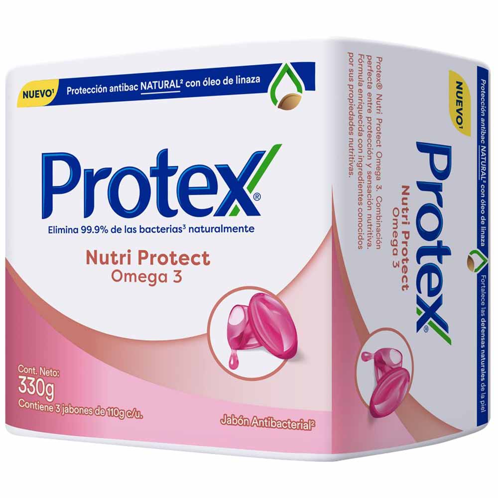 Jabón Antibacterial Protex Omega3 Barra 110g Paquete 3un
