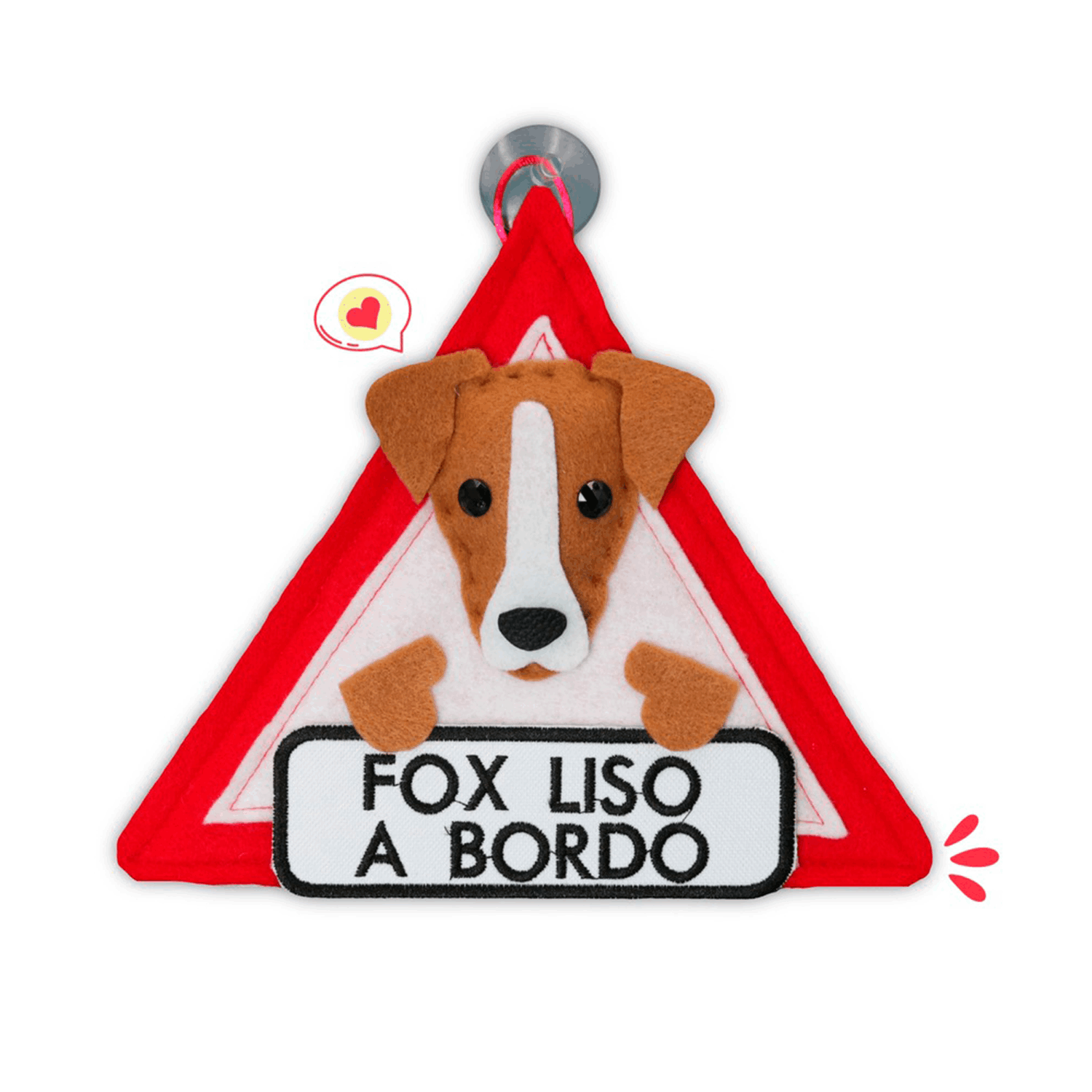 Colgante A Bordo Dog Lover Khurmi Fox Liso Marrón/Blanco Hecho a Mano