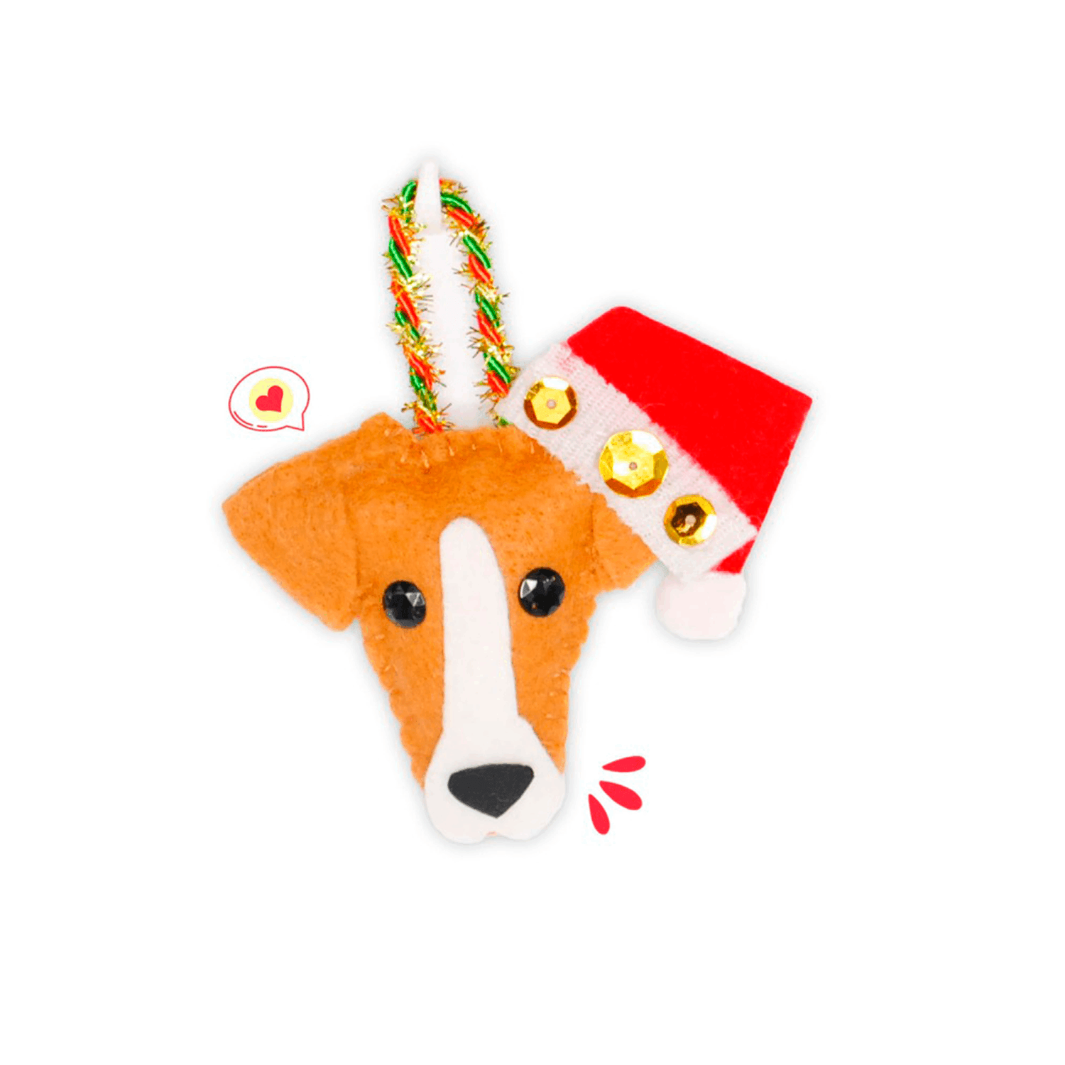 Colgante Navidad Dog Lover Khurmi Fox Liso Marrón/Blanco Hecho a Mano