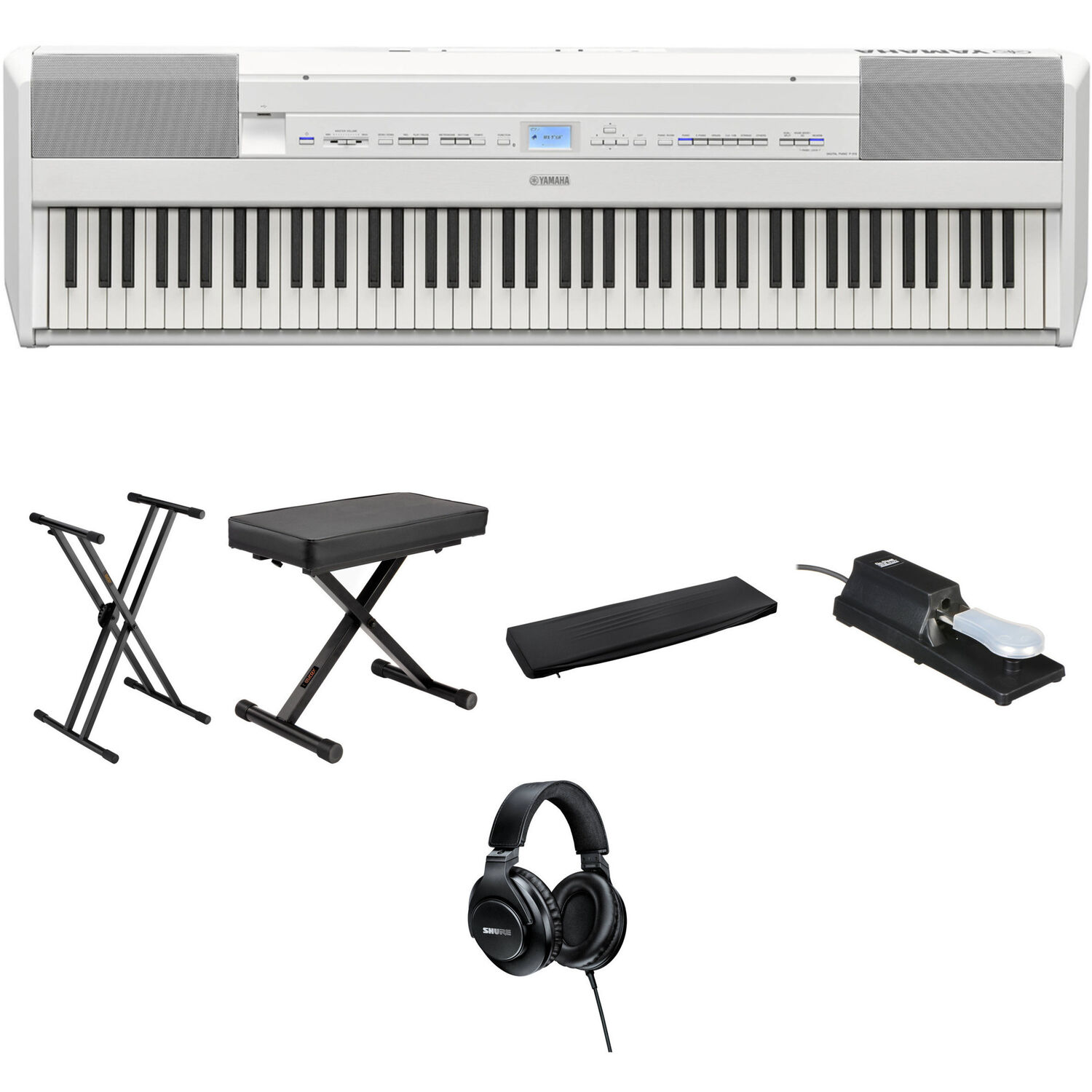 Kit de Valor para Piano Digital Portátil Yamaha P 515 de 88 Teclas Blanco